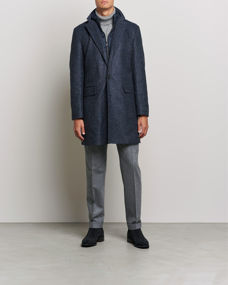 Herre | Frakker | BOSS | Hyde Wool/Cashmere Stand Up Collar Coat Dark Blue