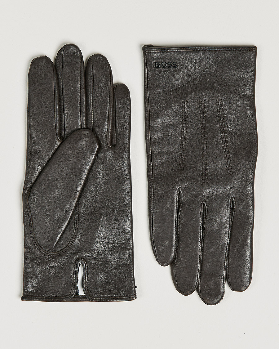 Herre | Hainz Leather Gloves Medium Brown | BOSS BLACK | Hainz Leather Gloves Medium Brown