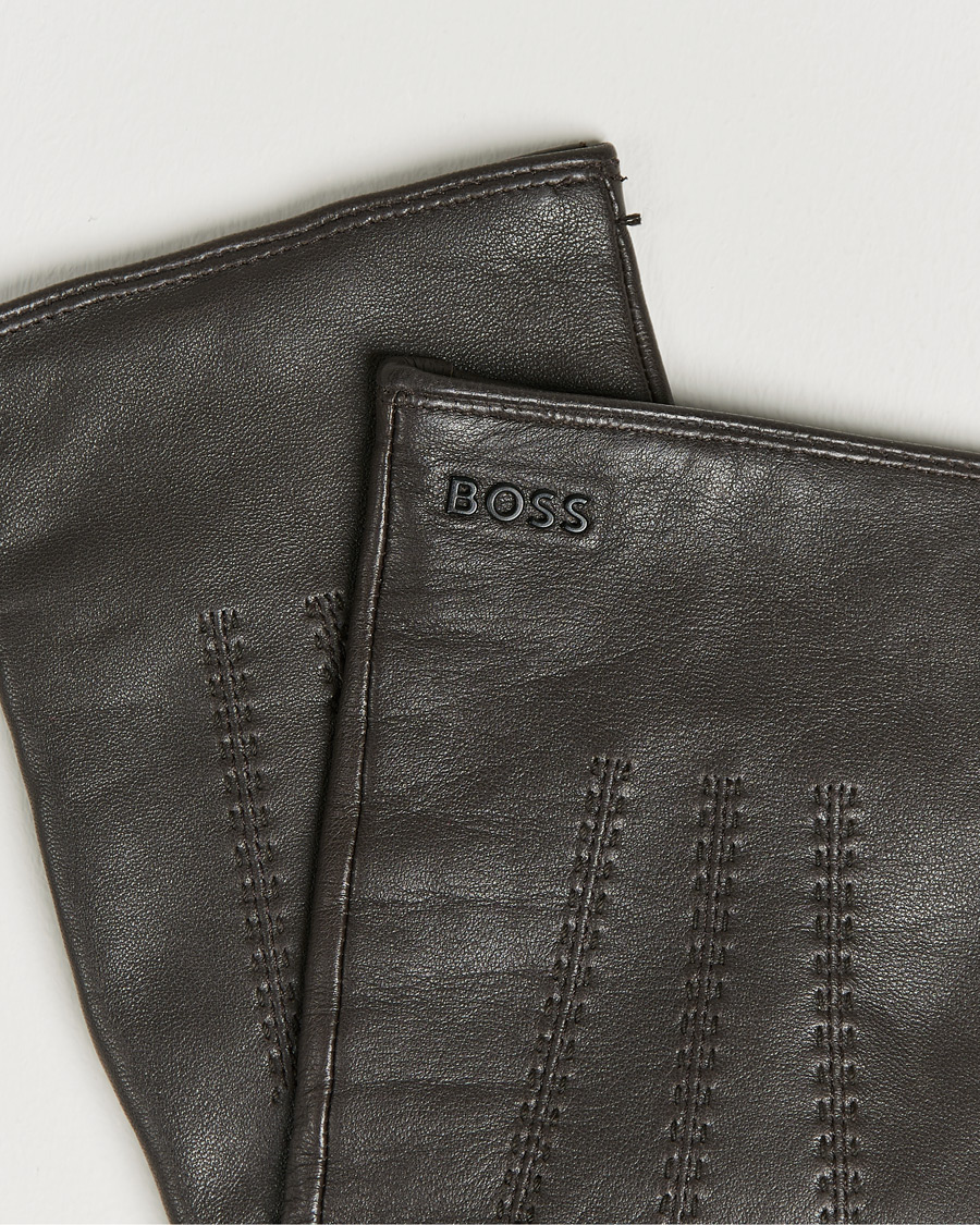 Herre |  | BOSS BLACK | Hainz Leather Gloves Medium Brown