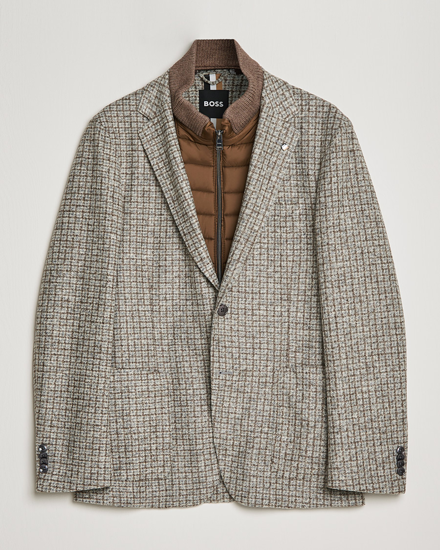 Herre | Blazere & jakker | BOSS BLACK | Hanry Wool Checked Patch Pocket Blazer Silver