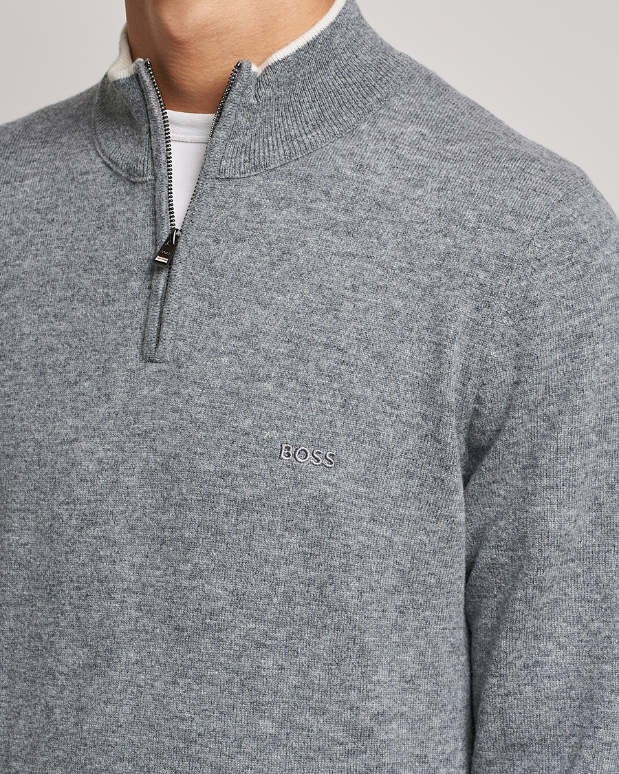 Herre | Trøjer | BOSS BLACK | Barlo Lambswool Half Zip Silver