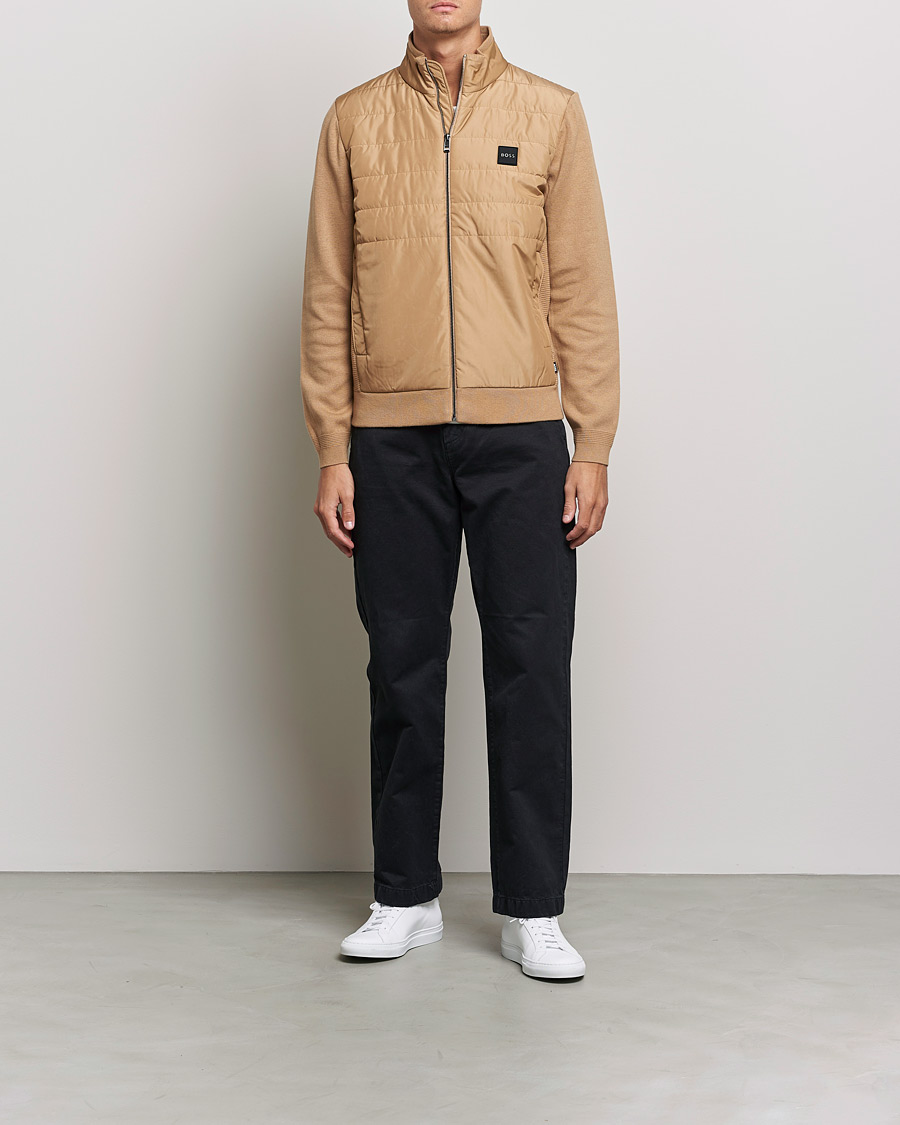 Herre | Trøjer | BOSS BLACK | BOSS Lavando Hybrid Full Zip Medium Beige