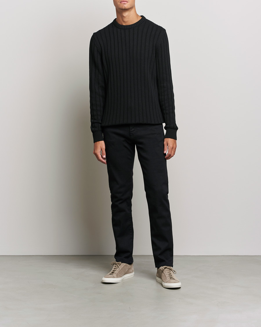 Herre | Strikkede trøjer | BOSS | Laaron Strucktured Knitted Sweater Black