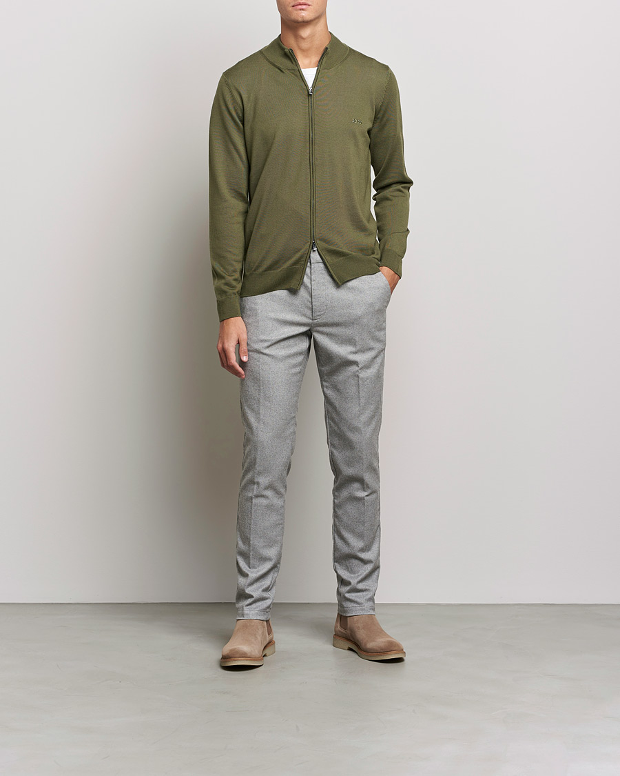 Herre | Trøjer | BOSS BLACK | Balonso Full Zip Sweater Open Green
