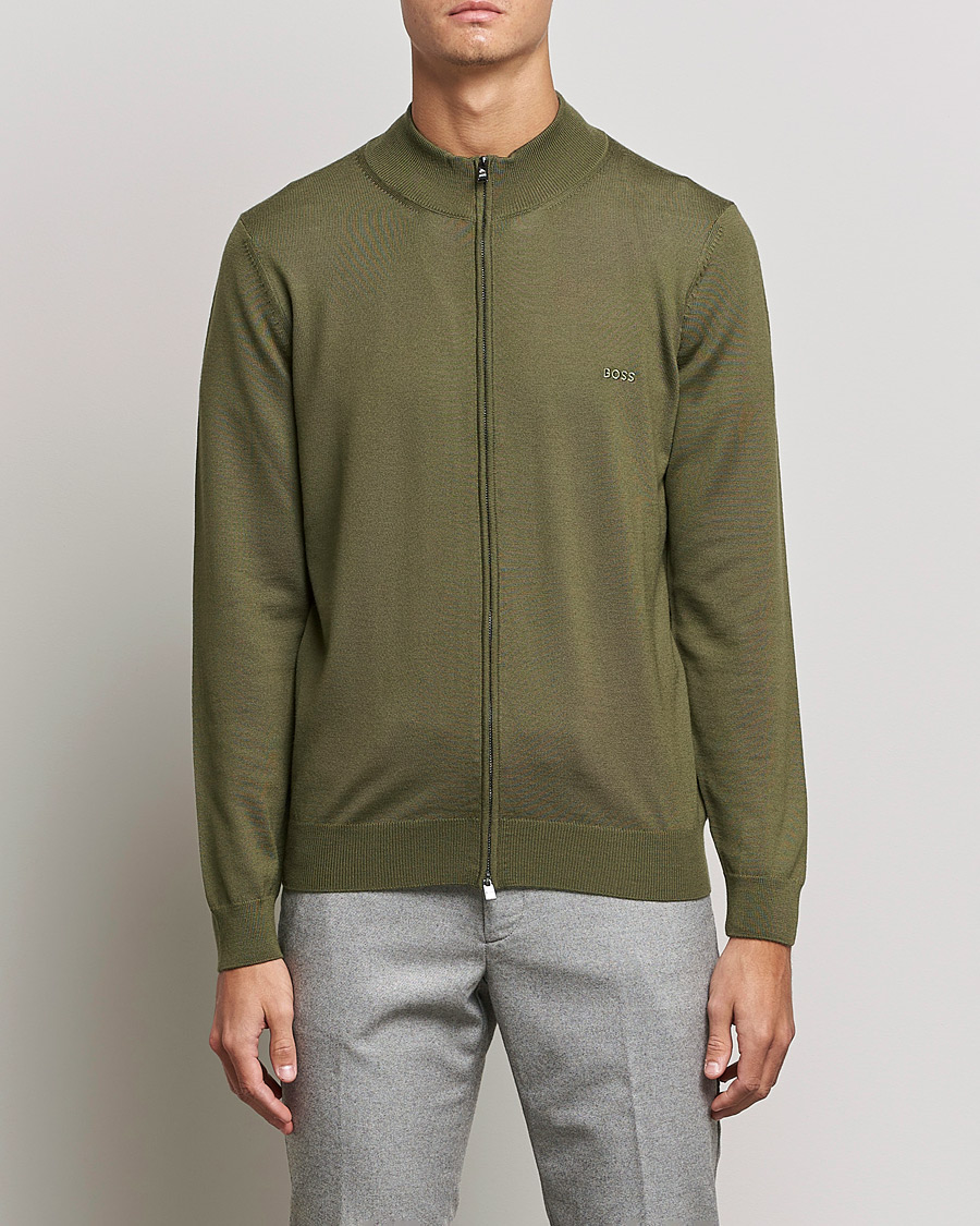 Herre | Trøjer | BOSS BLACK | Balonso Full Zip Sweater Open Green