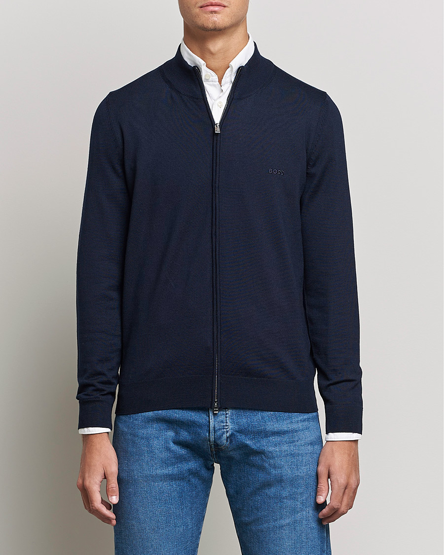 Herre | Zip-trøjer | BOSS | Balonso Full Zip Sweater Dark Blue