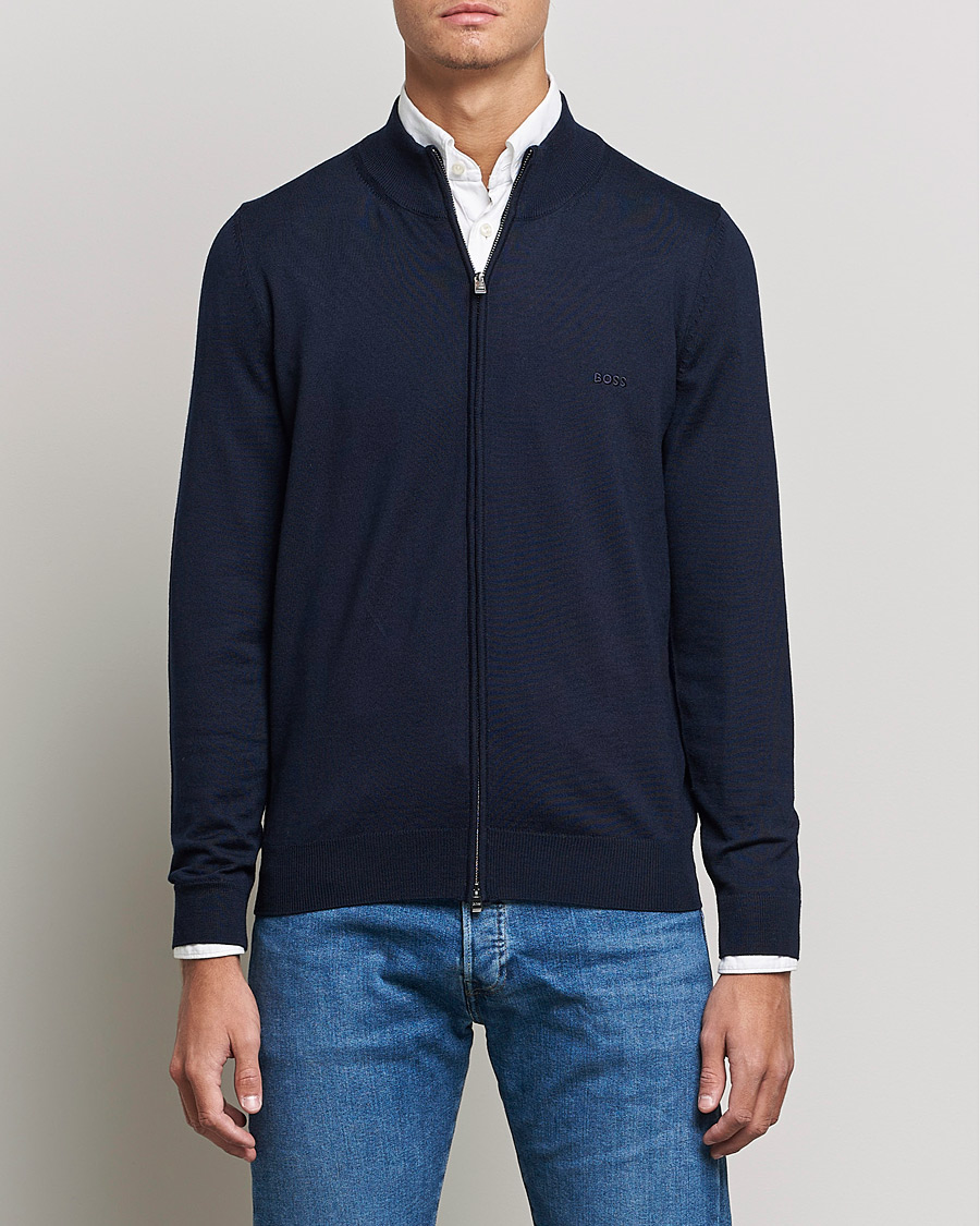 Herre | Trøjer | BOSS BLACK | Balonso Full Zip Sweater Dark Blue