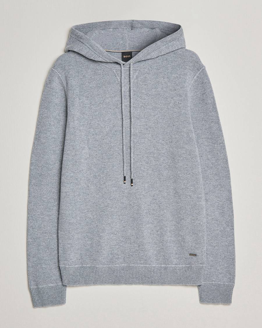Herre | Trøjer | BOSS BLACK | BOSS Tailored Luxus Cashmere Hoodie Silver