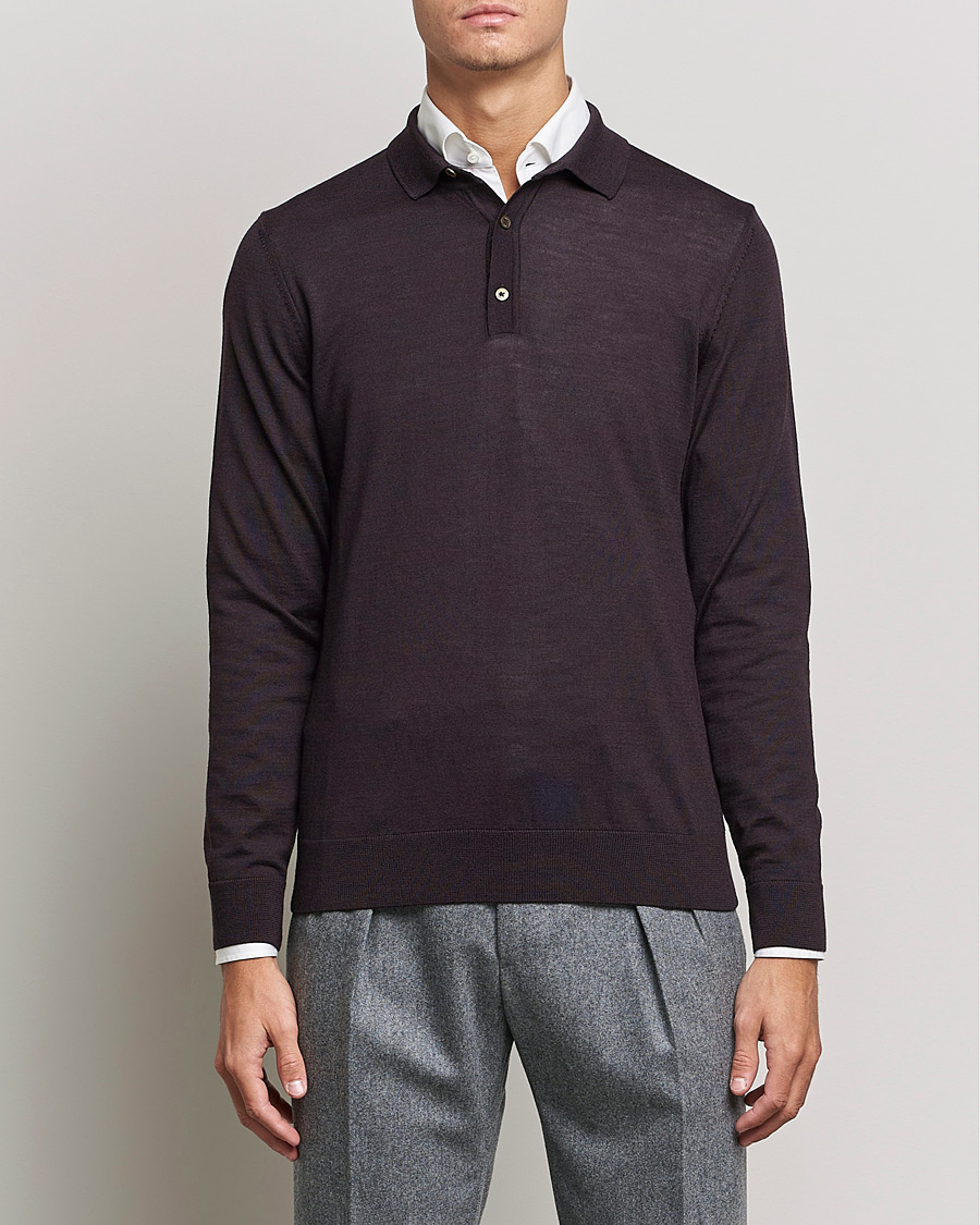 Herre | Trøjer | BOSS BLACK | Lancione Merino Knitted Polo Medium Brown