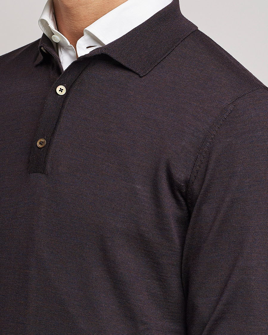 Herre | Trøjer | BOSS BLACK | Lancione Merino Knitted Polo Medium Brown