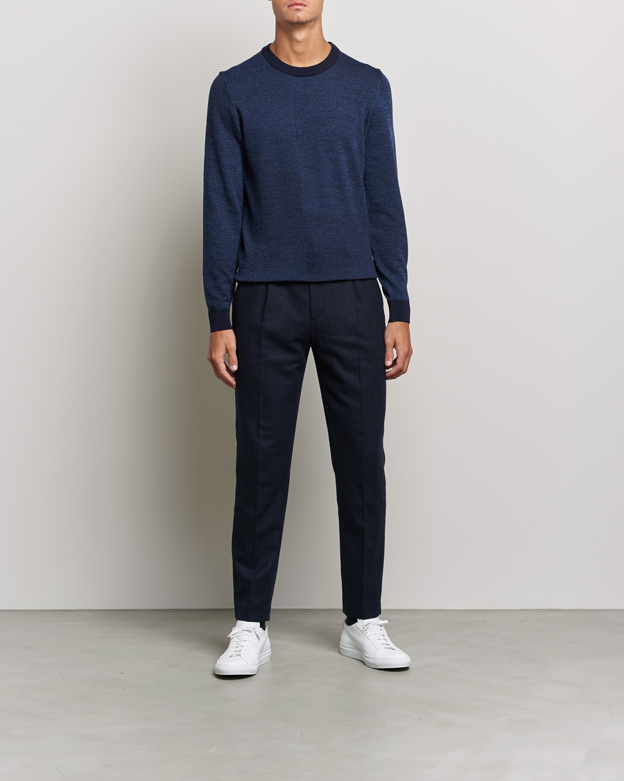 Herre | Strikkede trøjer | BOSS | Leugenio Strucktured Block Sweater Dark Blue