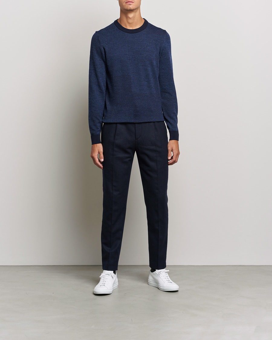 Herre | Trøjer | BOSS BLACK | Leugenio Strucktured Block Sweater Dark Blue
