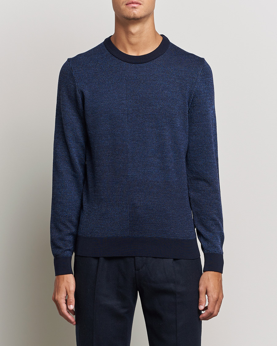 Herre | Trøjer | BOSS BLACK | Leugenio Strucktured Block Sweater Dark Blue