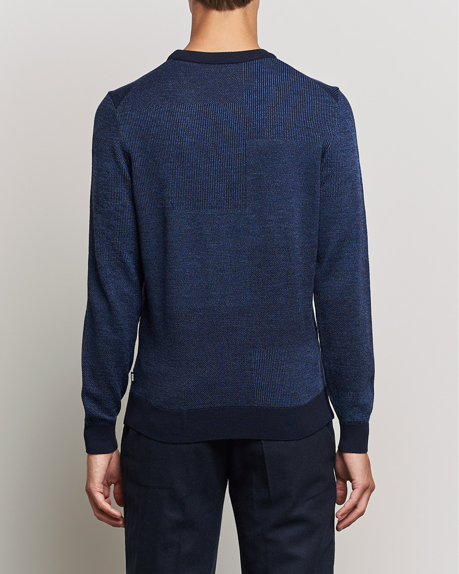 Herre | Trøjer | BOSS BLACK | Leugenio Strucktured Block Sweater Dark Blue
