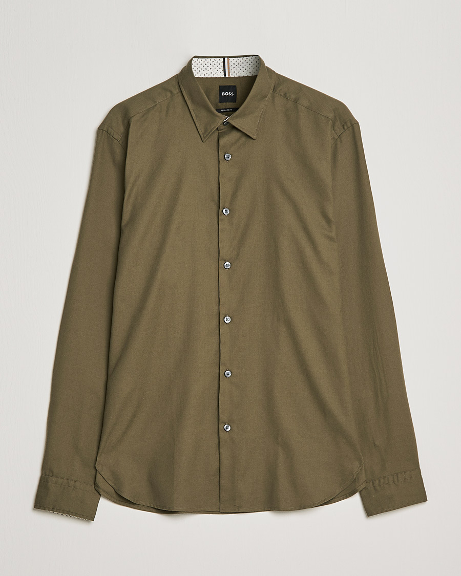 Herre | Flannelskjorter | BOSS | Liam Flannel Shirt Open Green