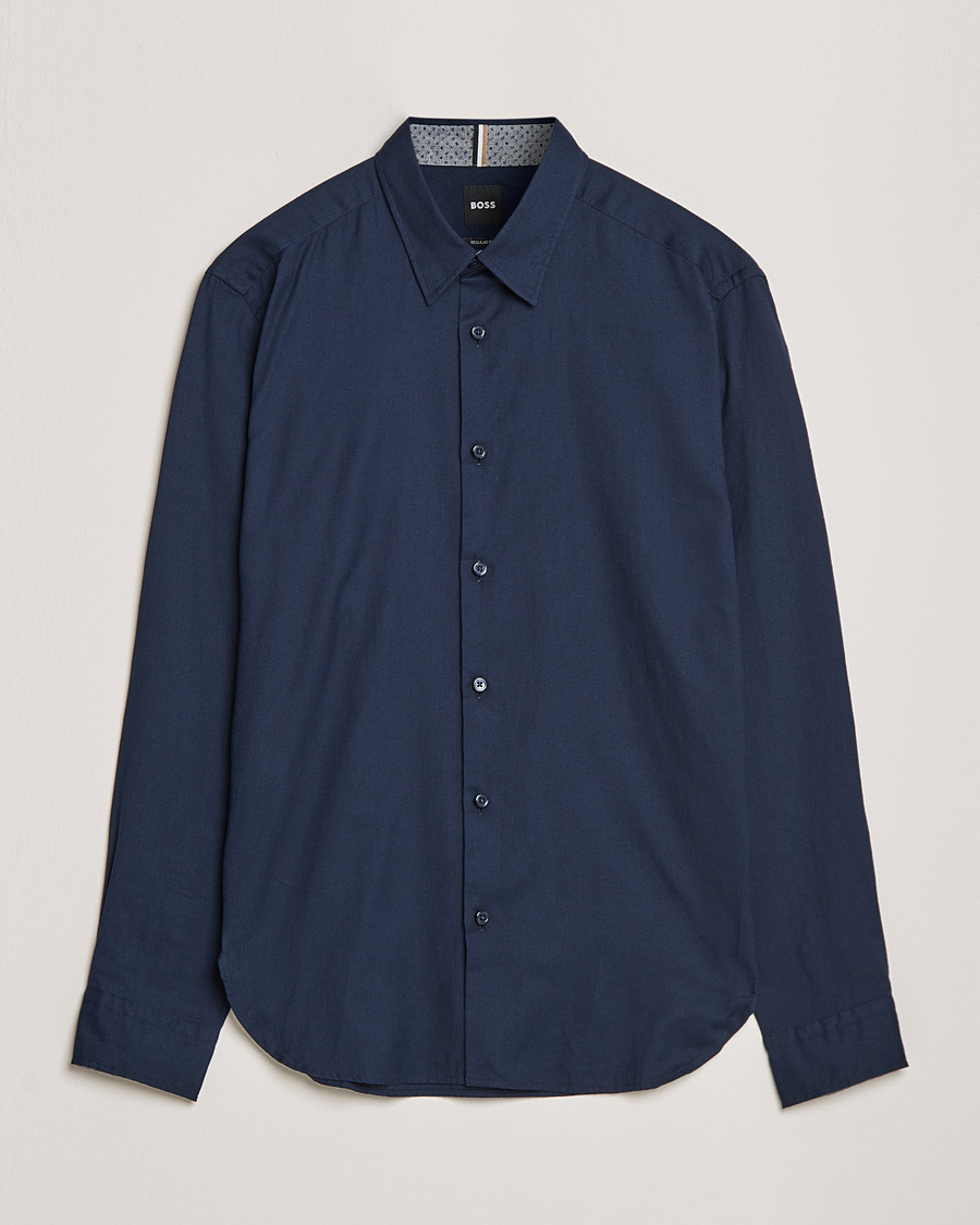 Herre | Skjorter | BOSS BLACK | Liam Flannel Shirt Dark Blue