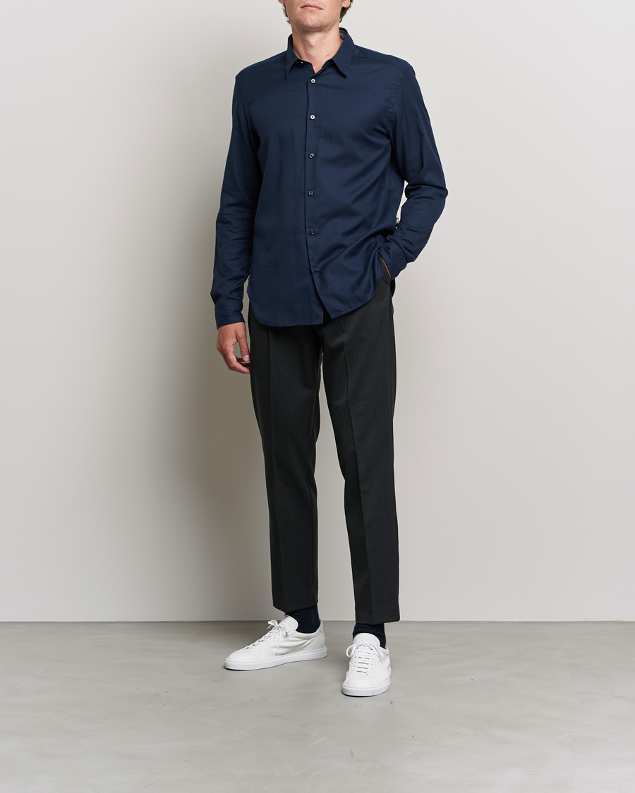 Herre | Skjorter | BOSS BLACK | Liam Flannel Shirt Dark Blue