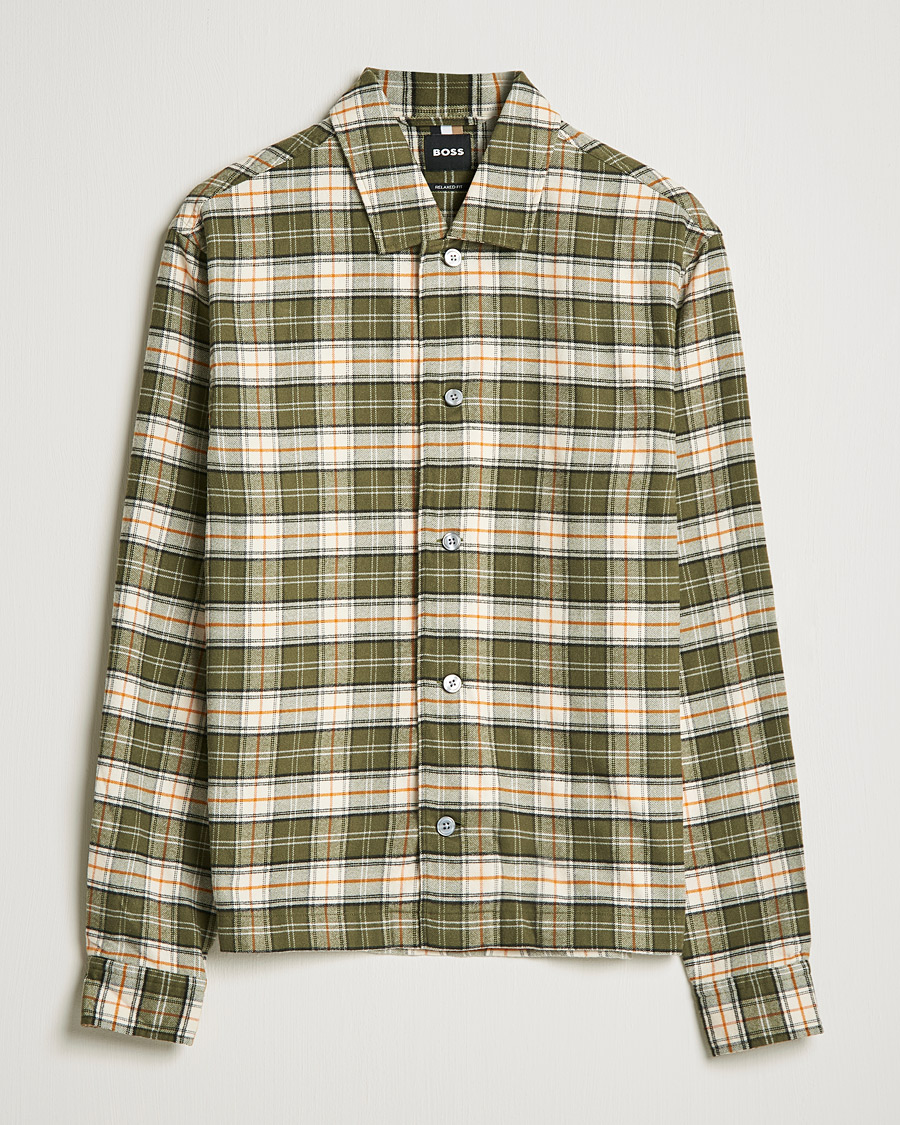 Herre | Skjorter | BOSS BLACK | Nolan Check Flannel Shirt Open Green