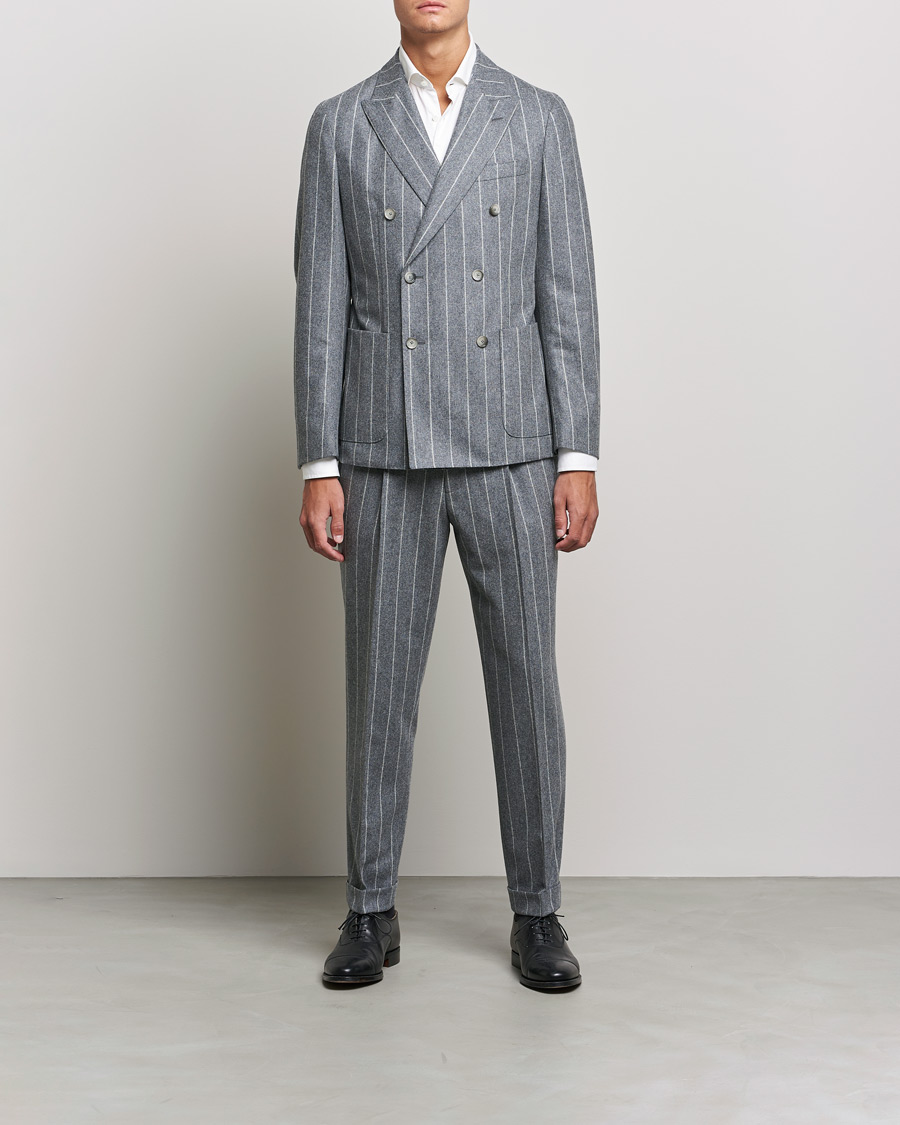 Herre | Jakkesæt | BOSS BLACK | BOSS Hanry Wool Double Breasted Pinstripe Suit Medium Grey