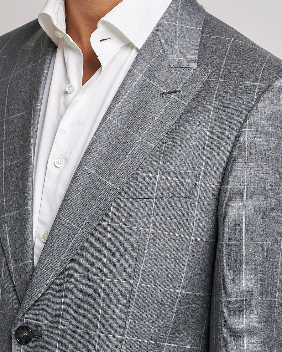 Herre | Jakkesæt | BOSS BLACK | BOSS Huge Wool Checked Suit Silver