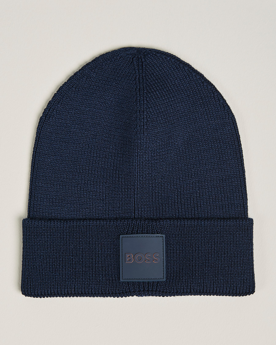 Herre | BOSS Casual Foxxy Logo Beanie Dark Blue | BOSS ORANGE | BOSS Casual Foxxy Logo Beanie Dark Blue