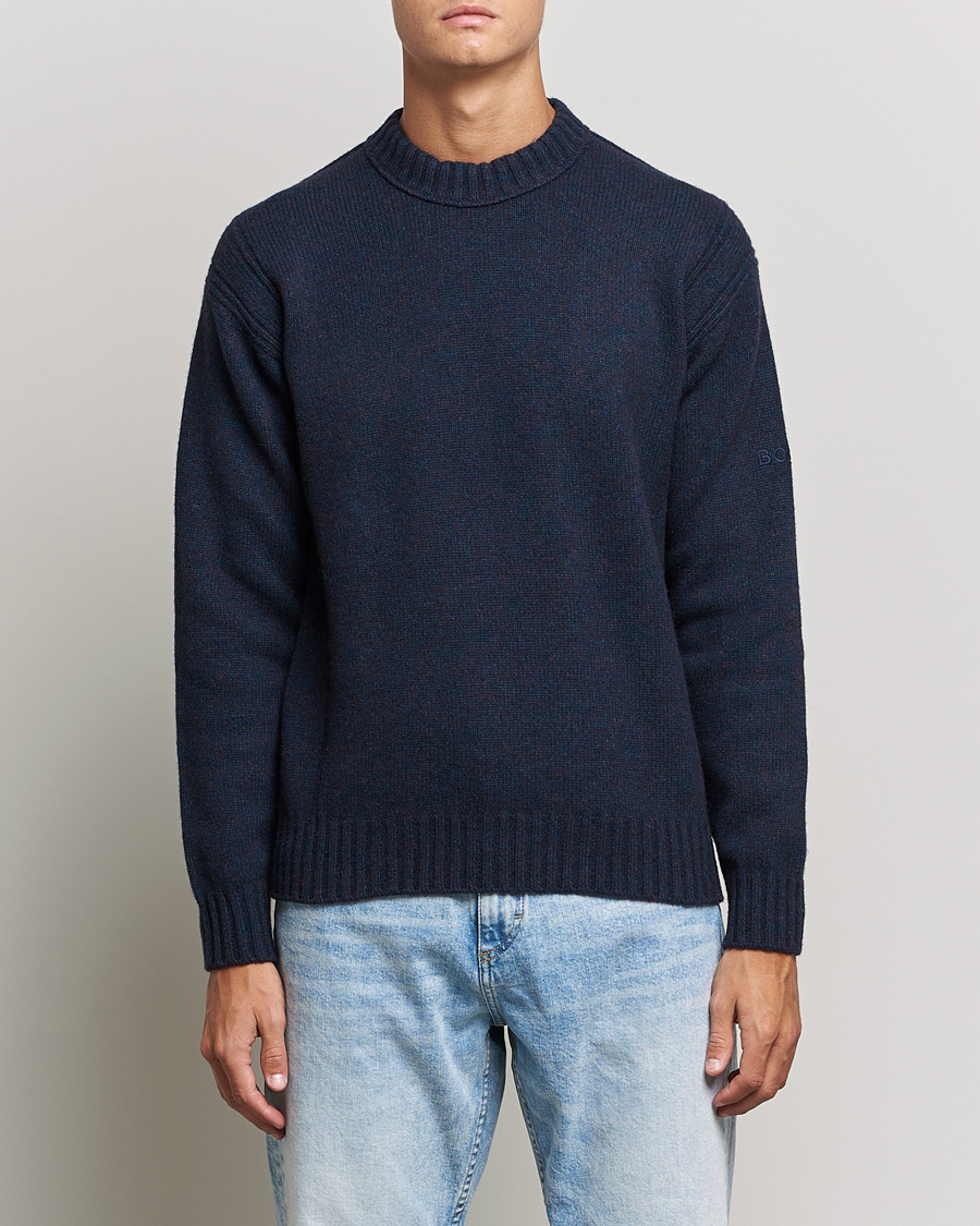 Herre | Trøjer | BOSS ORANGE | BOSS Casual Ashetland Knitted Sweater Dark Blue