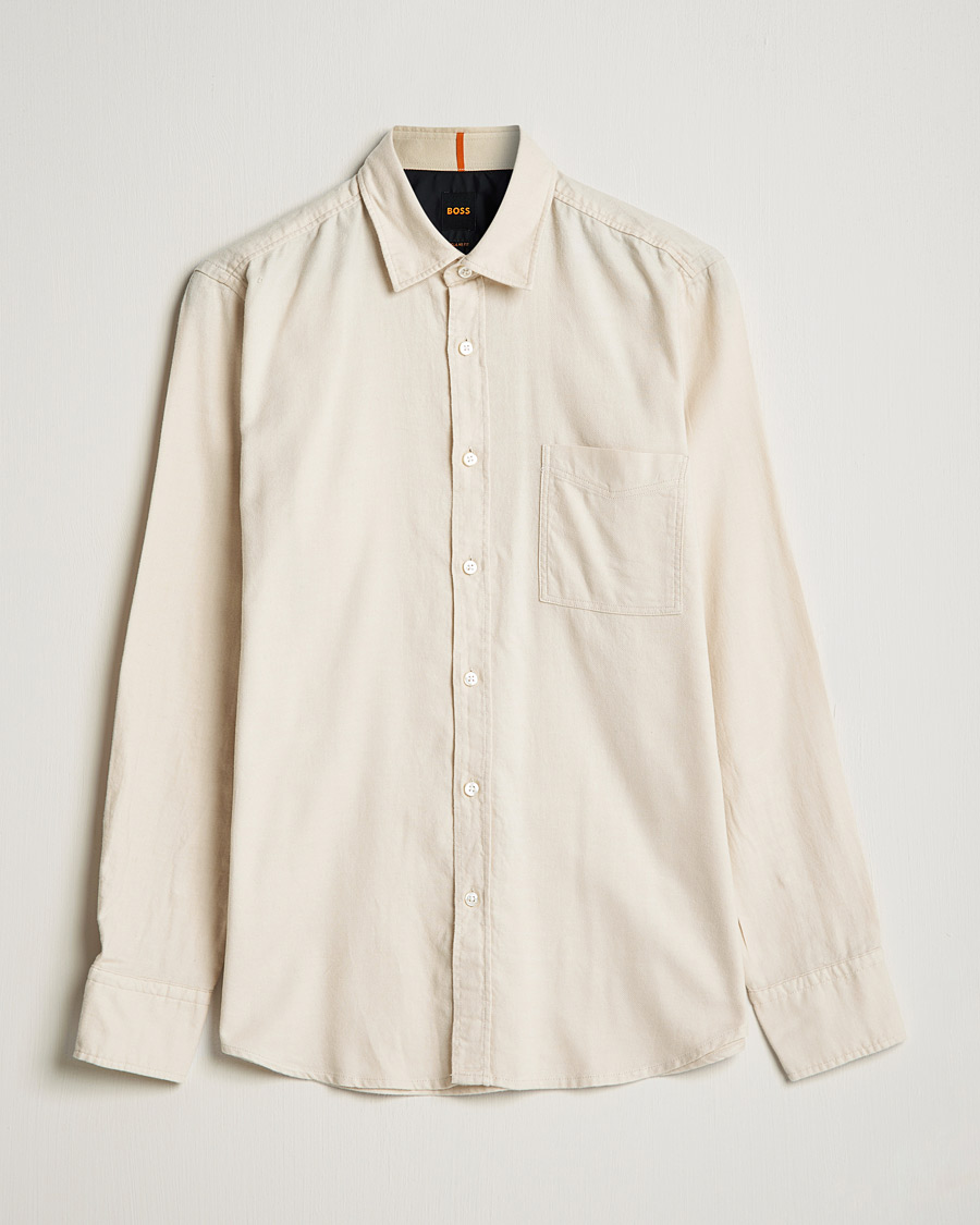 Herre | Flannelskjorter | BOSS Casual | Relegant Flannel Shirt Open White
