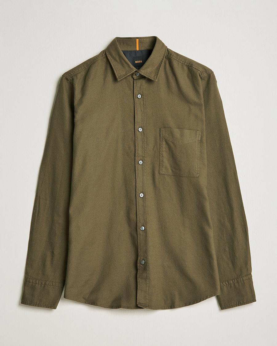 Herre | Flannelskjorter | BOSS Casual | Relegant Flannel Shirt Dark Green