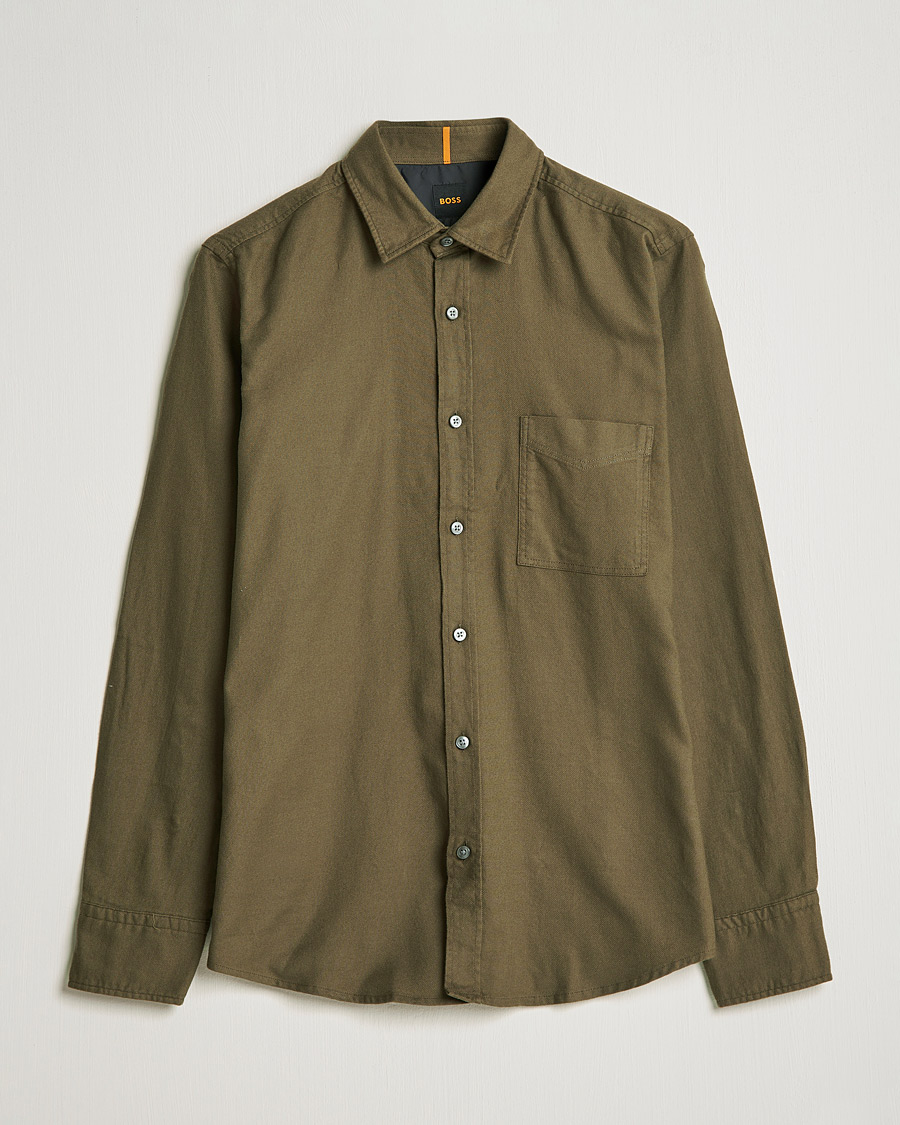 Herre | Skjorter | BOSS ORANGE | Relegant Flannel Shirt Dark Green