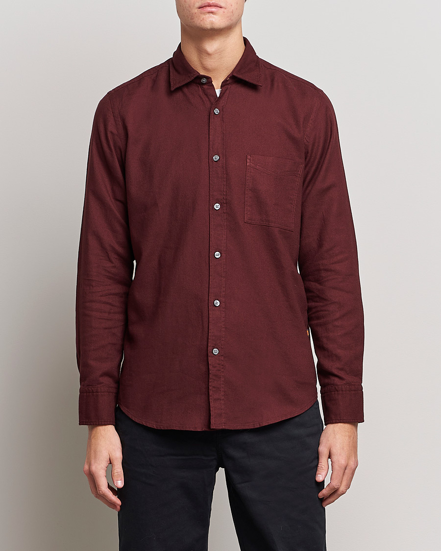 Herre | Flannelskjorter | BOSS ORANGE | Relegant Flannel Shirt Dark Red