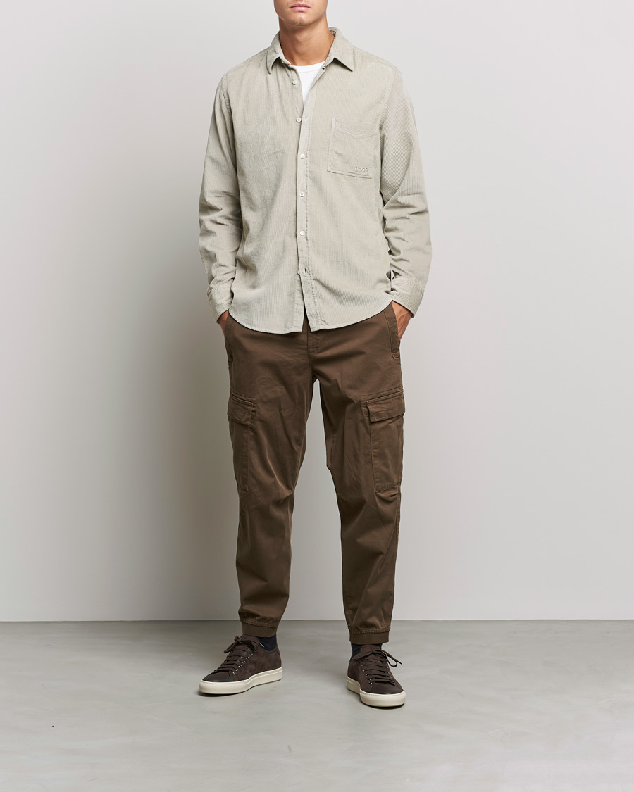 Herre | Fløjlsskjorter | BOSS Casual | Relegant Corduroy Shirt Open Grey
