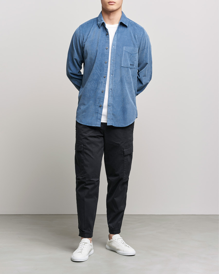 Herre | Skjorter | BOSS ORANGE | Relegant Corduroy Shirt Bright Blue
