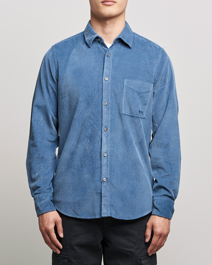 Herre | Skjorter | BOSS ORANGE | Relegant Corduroy Shirt Bright Blue