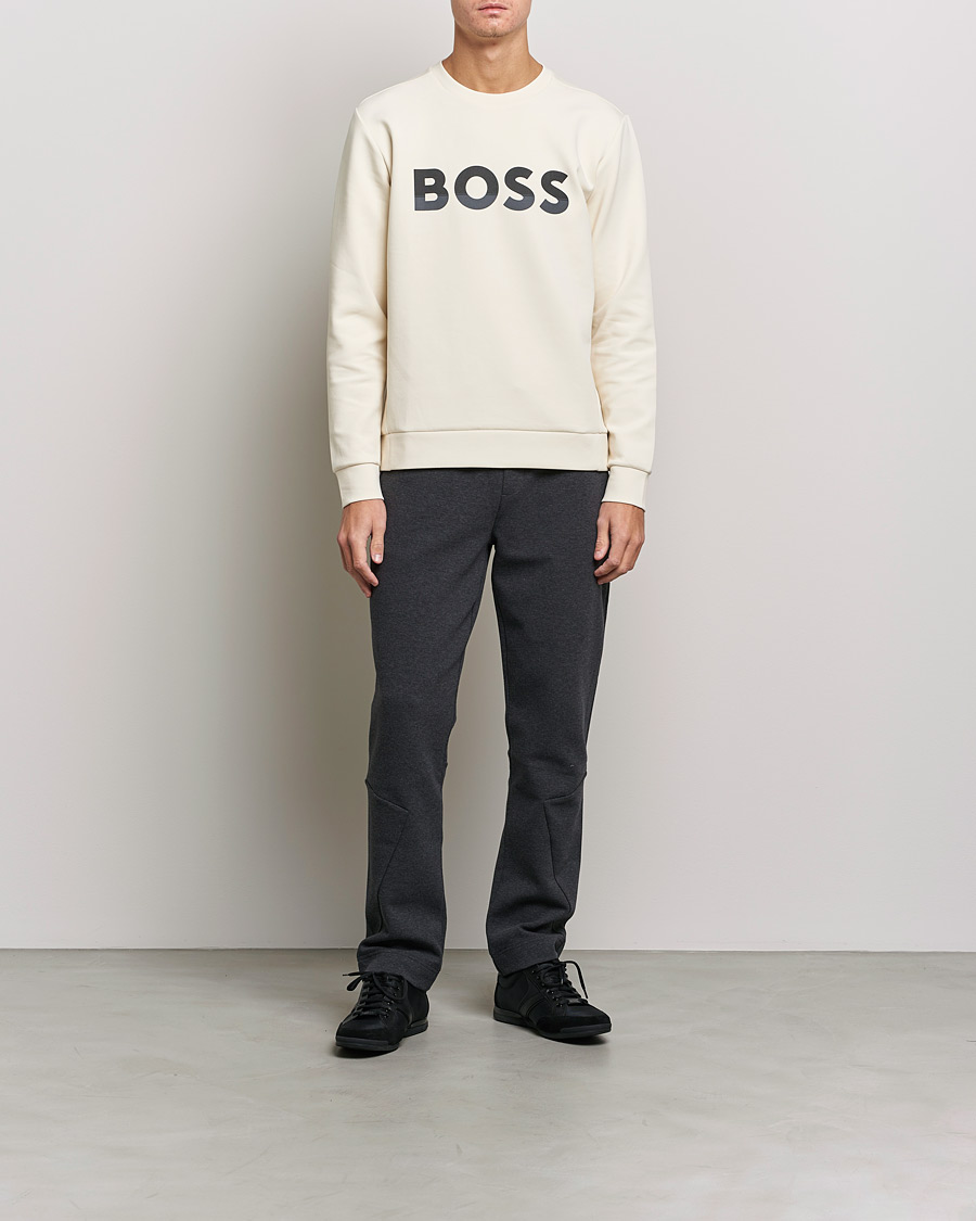 Herre | Trøjer | BOSS GREEN | BOSS Athleisure Salbo Logo Sweatshirt Open White