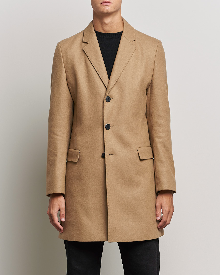 Herre | Jakker | HUGO | Migor Wool Coat Medium Beige