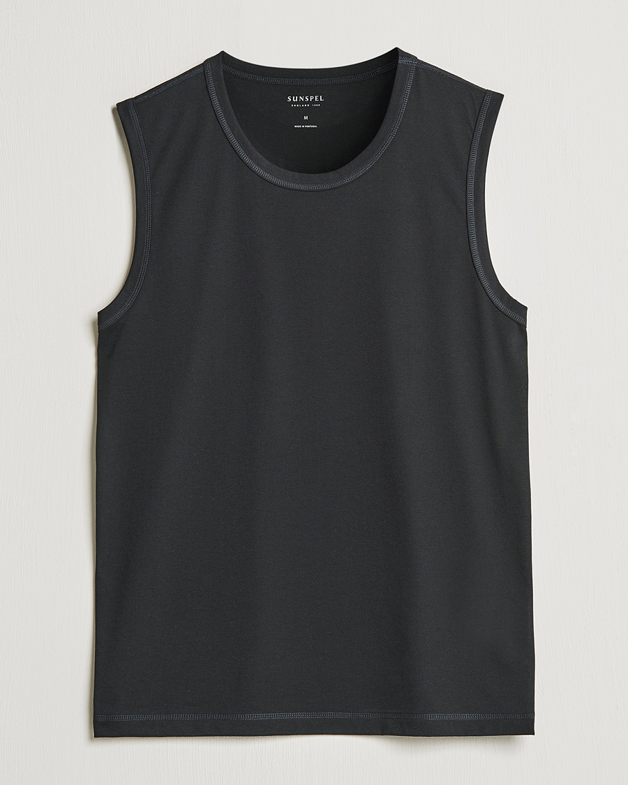 Herre | T-Shirts | Sunspel | Active Vest Black