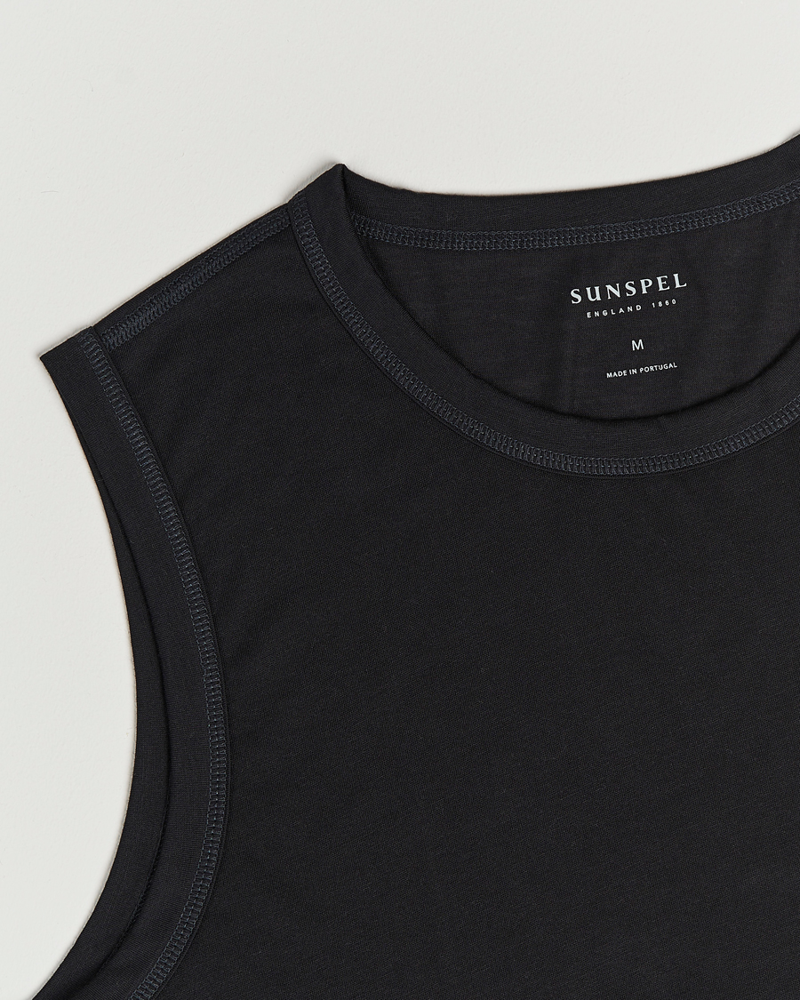 Herre | T-Shirts | Sunspel | Active Vest Black