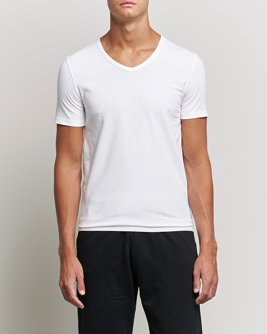 Herre | T-Shirts | BOSS BLACK | 2-Pack V-Neck Slim Fit T-Shirt White
