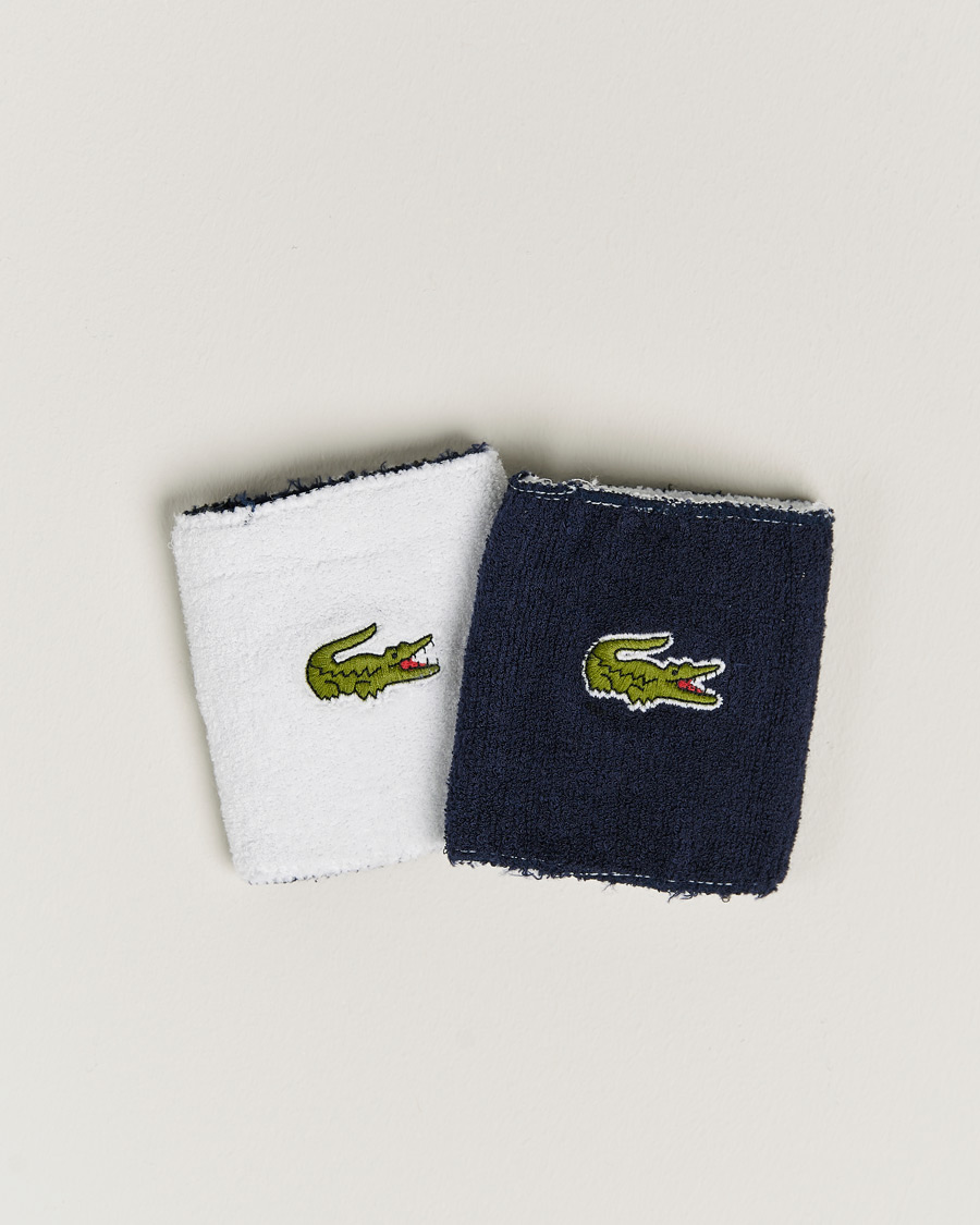 Herre | Lacoste Sport 2-Pack Logo Wristband White/Navy | Lacoste Sport | 2-Pack Logo Wristband White/Navy