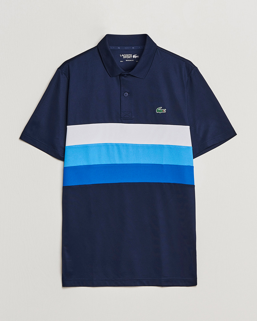 Herre | Polotrøjer | Lacoste Sport | Performance Striped Polo Navy Blue