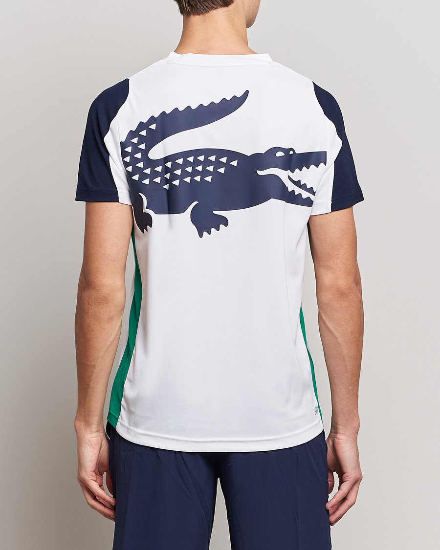 Lacoste Performance Crew Neck T-Shirt White/Navy Blue - CareOfCarl.dk