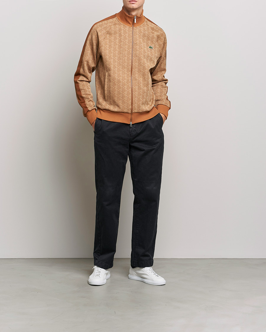 Herre | Trøjer | Lacoste | High Neck Zip Mongram Jacuard Sweatshirt Viennese