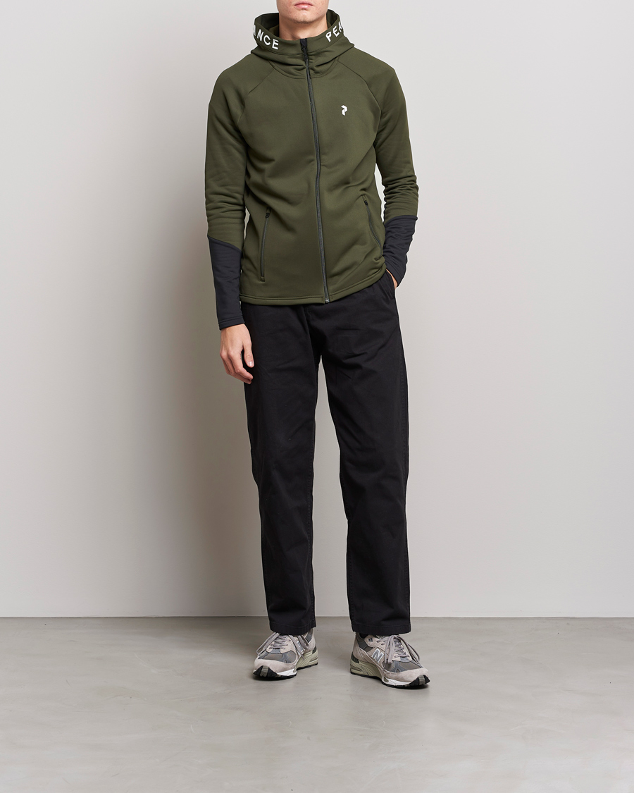 Herre | Trøjer | Peak Performance | Rider Zip Fleece Hood Jacket Forest Night Black