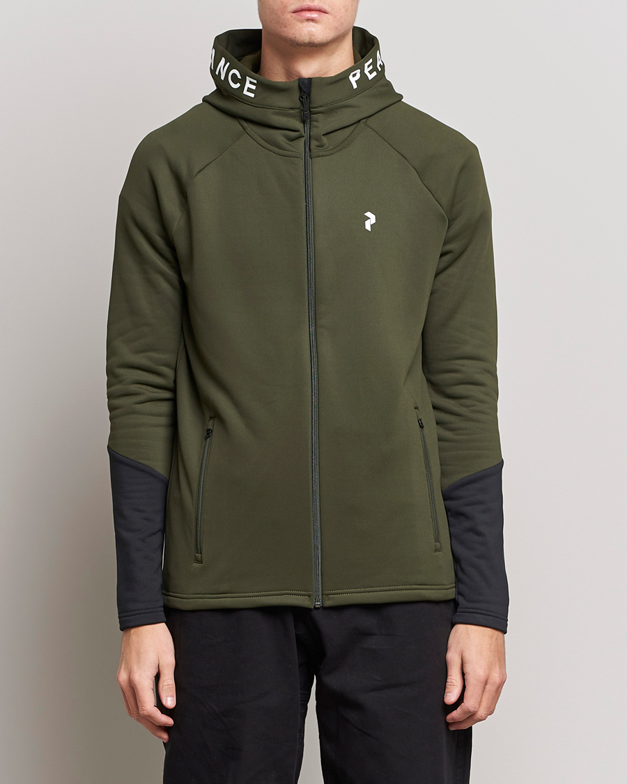 Herre | Trøjer | Peak Performance | Rider Zip Fleece Hood Jacket Forest Night Black