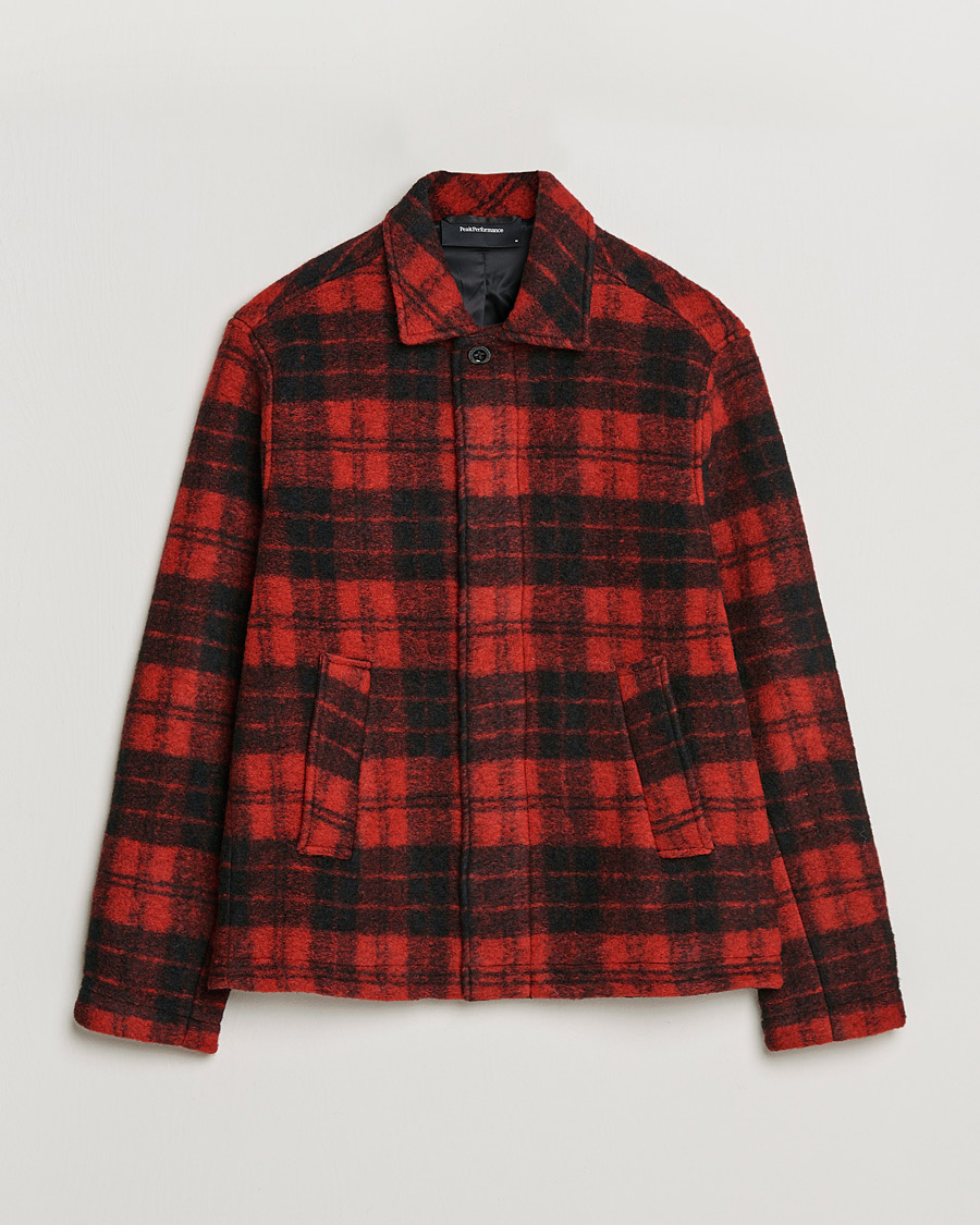 Herre | Skjorter | Peak Performance | Wool Overshirt Checked Red