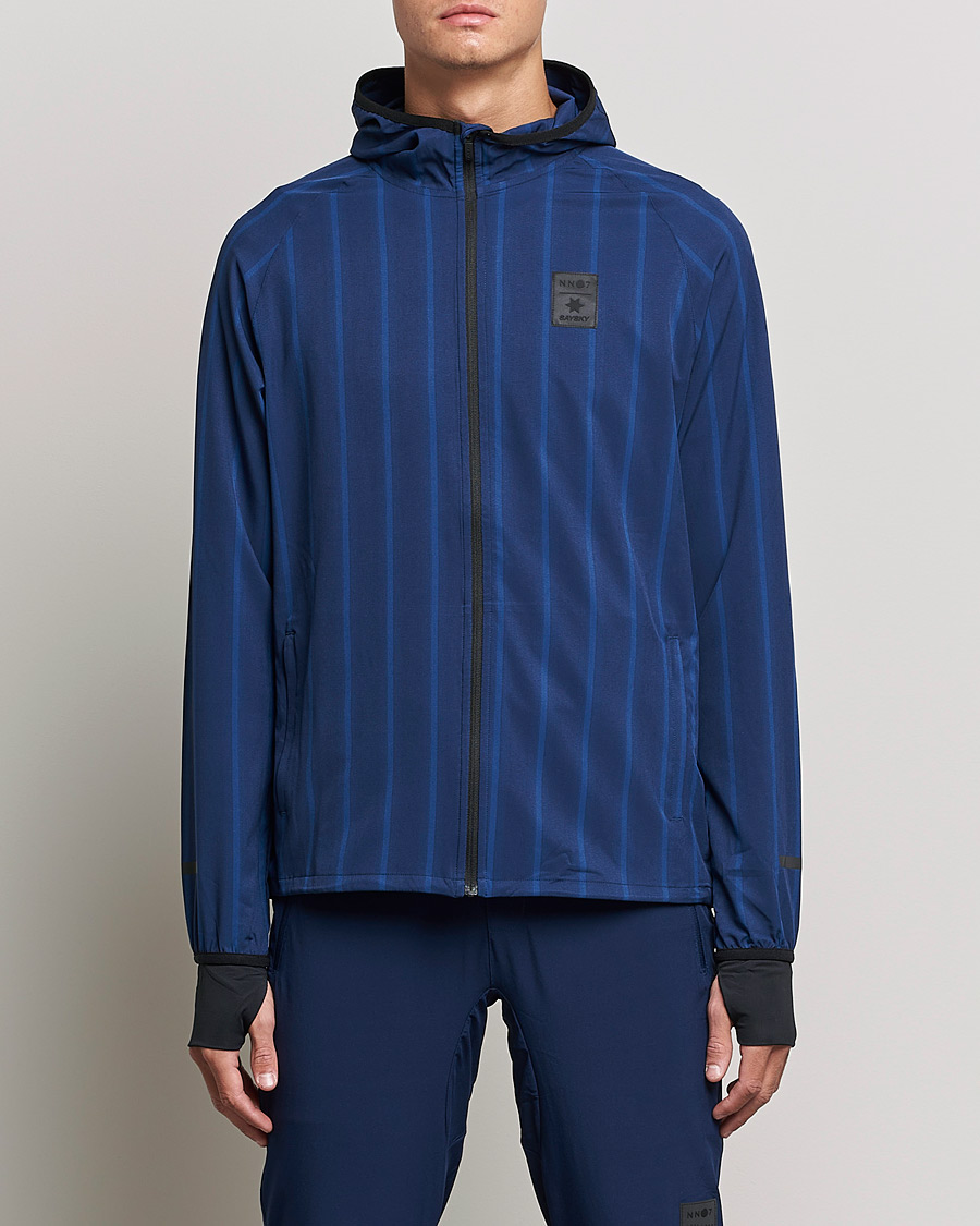 Herre | Trøjer | NN07 | Pace Hooded Running Jacket Navy Stripe