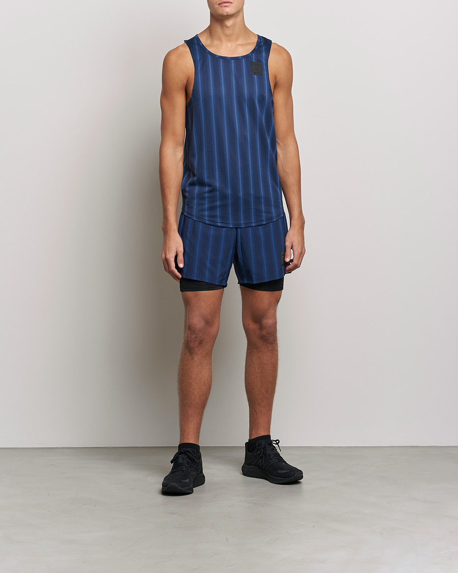Herre | T-Shirts | NN07 | Combat Singlet Navy Stripe