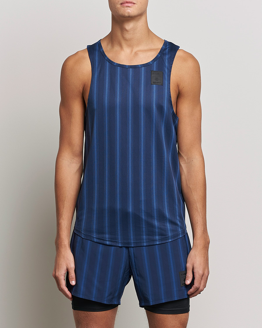 Herre | T-Shirts | NN07 | Combat Singlet Navy Stripe