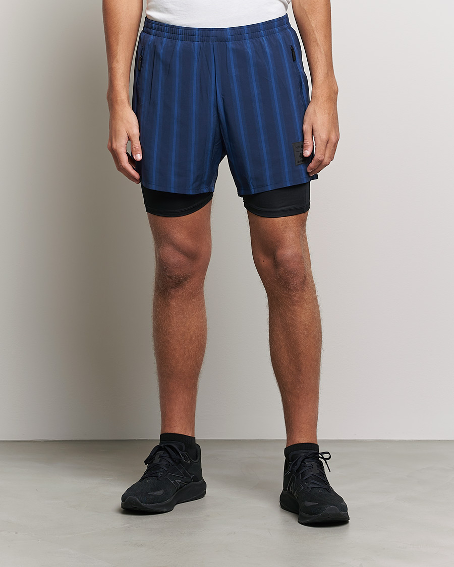 Herre | Funktionelle shorts | NN07 | Two in One Shorts Navy Stripe