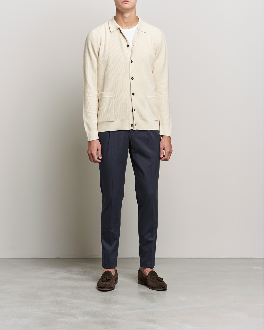 Herre | Trøjer | Sunspel | Long Staple Cotton Knitted Jacket Ecru